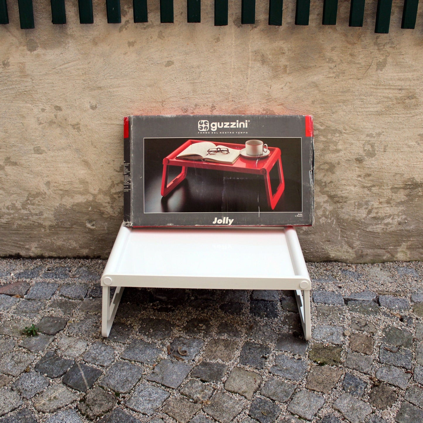 Vintage LUIGI MASSONI for GUZZINI bed foldable tray - folding table - space age - 1970s/1980s - with original box - New Old Stock