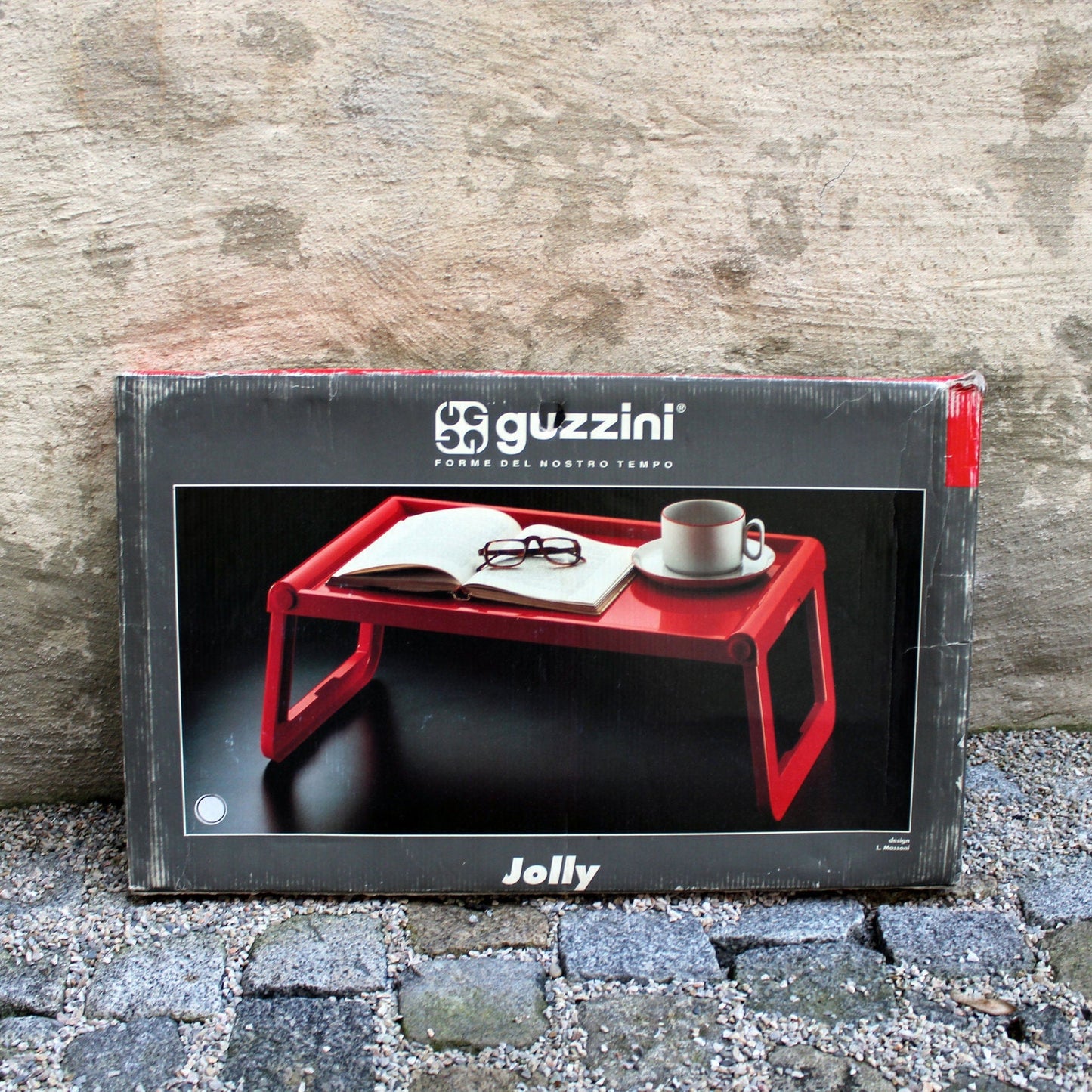 Vintage LUIGI MASSONI for GUZZINI bed foldable tray - folding table - space age - 1970s/1980s - with original box - New Old Stock